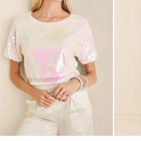 Venus Iridescent Sequin Crop Top - Picture 7 of 7